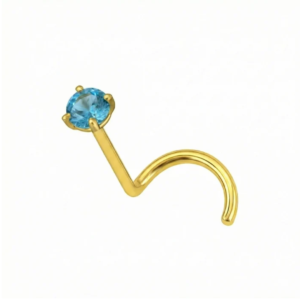 14k gold claw set peridot green natural stone l bend nose stud (1)