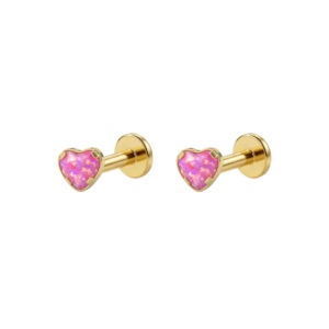 14k gold claw set peridot green natural stone l bend nose stud
