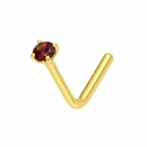 14k gold claw set peridot green natural stone l bend nose stud