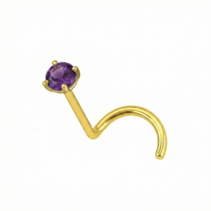 14k gold claw set peridot green natural stone l bend nose stud