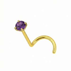 14k gold claw set peridot green natural stone l bend nose stud