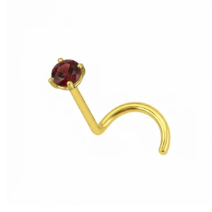 14k gold claw set peridot green natural stone l bend nose stud