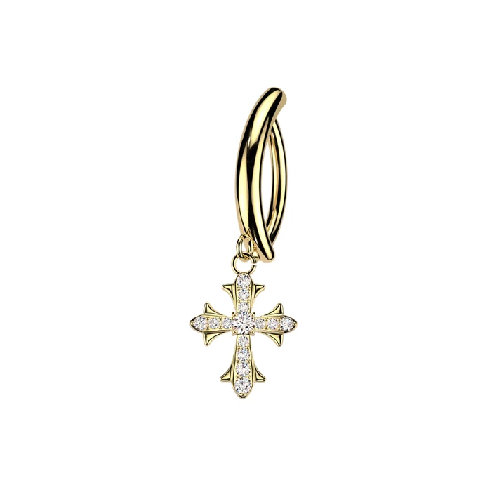316l surgical steel cz cross dangle reverse curved belly button ring 316l surgical steel cz cross dangle reverse curved belly button ring