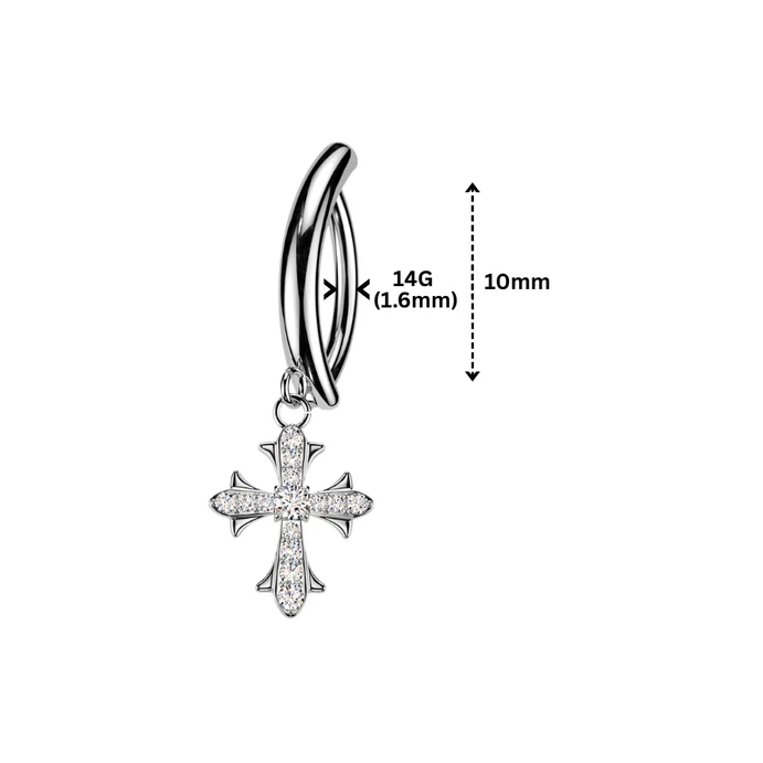 316l surgical steel cz cross dangle reverse curved belly button ring 316l surgical steel cz cross dangle reverse curved belly button ring