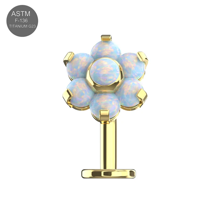 g23 titanium flower opal threadless jewelled floating belly ring g23 titanium flower opal threadless jewelled floating belly ring