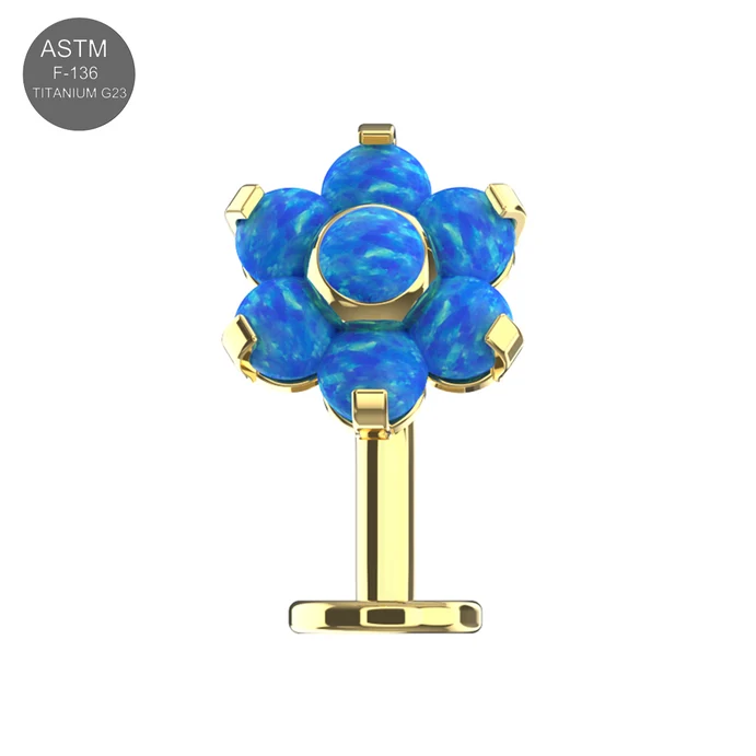 g23 titanium flower opal threadless jewelled floating belly ring g23 titanium flower opal threadless jewelled floating belly ring