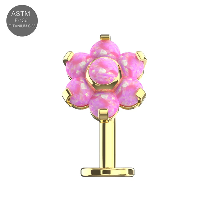 g23 titanium flower opal threadless jewelled floating belly ring g23 titanium flower opal threadless jewelled floating belly ring