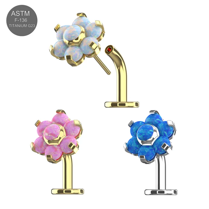g23 titanium flower opal threadless jewelled floating belly ring g23 titanium flower opal threadless jewelled floating belly ring