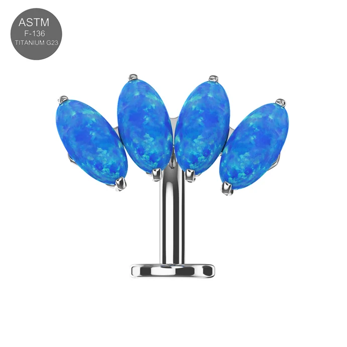 g23 titanium four opal stone threadless jewelled floating belly ring g23 titanium four opal stone threadless jewelled floating belly ring