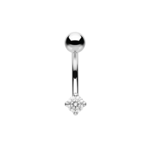 925 sterling silver petite solitaire cz non dangle belly button ring