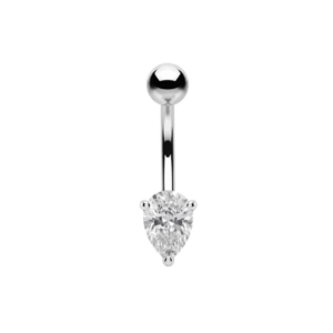 925 sterling silver teardrop cz non dangle belly button ring