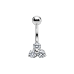 925 sterling silver trinity cz cluster non dangle belly button ring