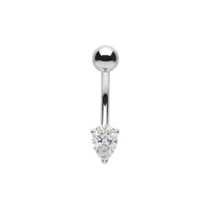 925 sterling silver pear cut cz non dangle belly button ring
