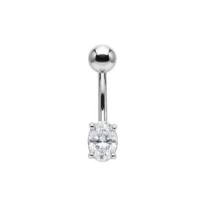 925 sterling silver petite oval cz non dangle belly button ring