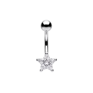 925 sterling silver cz star non dangle belly button ring