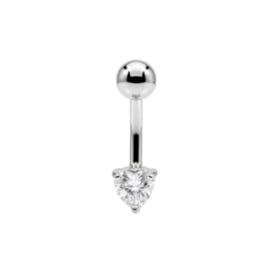 925 sterling silver heart cz non dangle belly button ring