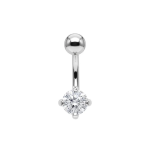 925 sterling silver round cz jewelled non dangle belly button ring
