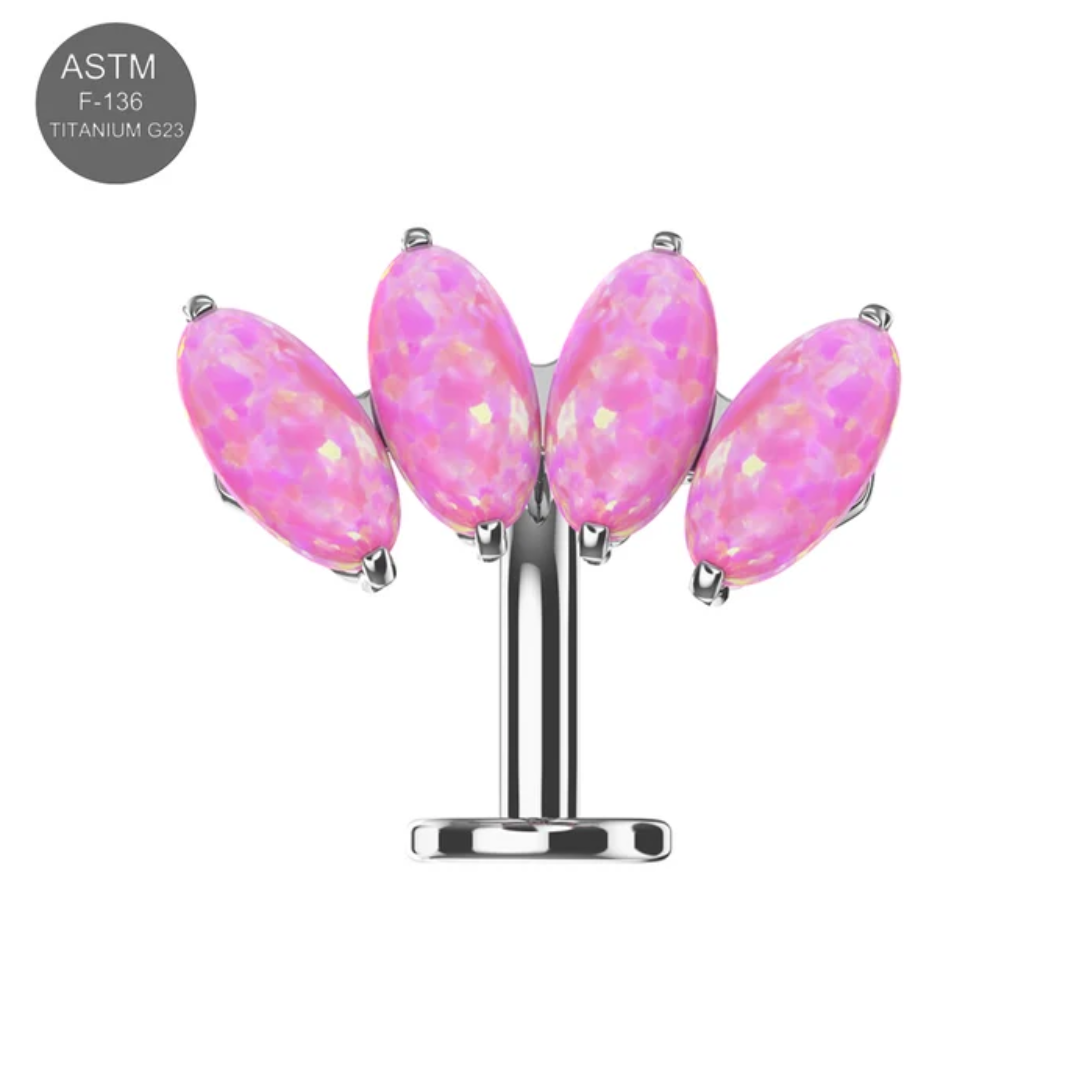 g23 titanium four opal stone threadless jewelled floating belly ring g23 titanium four opal stone threadless jewelled floating belly ring