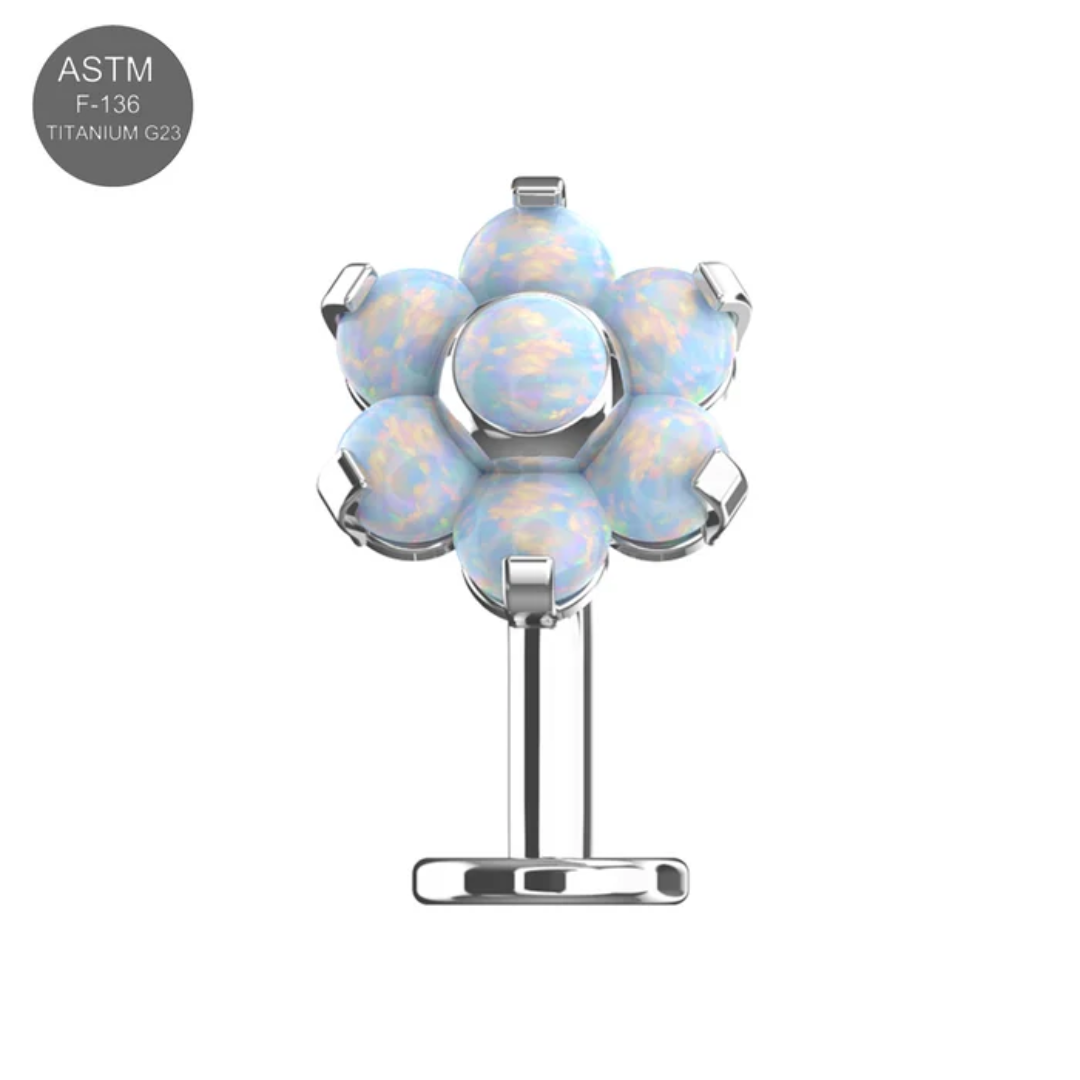 g23 titanium flower opal threadless jewelled floating belly ring g23 titanium flower opal threadless jewelled floating belly ring