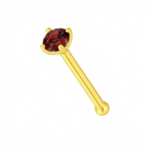 14k gold garnet nose stud claw set natural stone nose pin