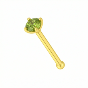 9k gold peridot nose stud claw set natural green stone