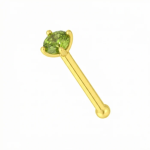 14k gold claw set natural green peridot stone nose stud