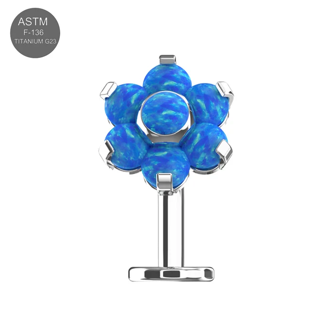 g23 titanium flower opal threadless jewelled floating belly ring g23 titanium flower opal threadless jewelled floating belly ring