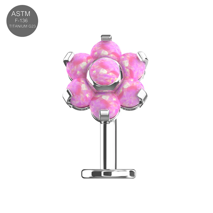 g23 titanium flower opal threadless jewelled floating belly ring g23 titanium flower opal threadless jewelled floating belly ring