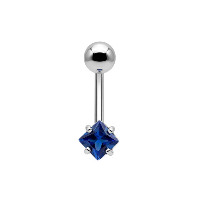 925 sterling silver square cz jewelled non dangle belly button ring 925 sterling silver square cz jewelled non dangle belly button ring