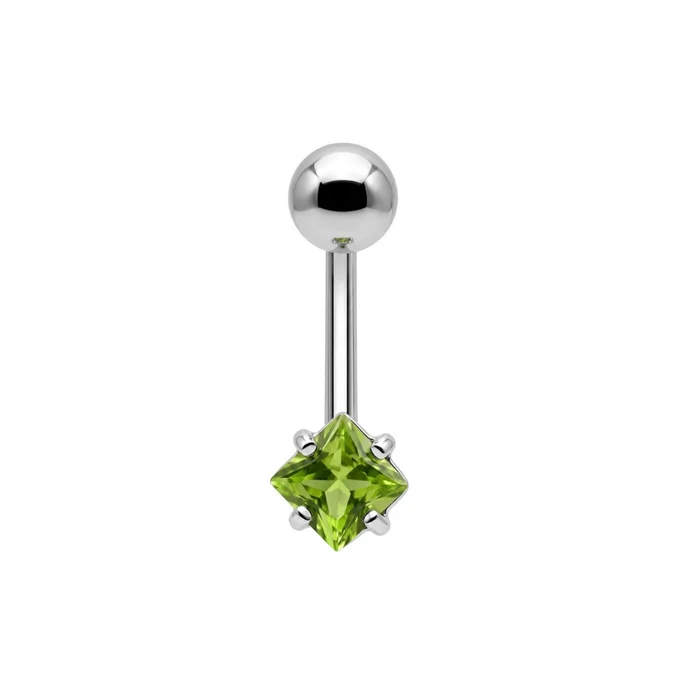 925 sterling silver square cz jewelled non dangle belly button ring 925 sterling silver square cz jewelled non dangle belly button ring