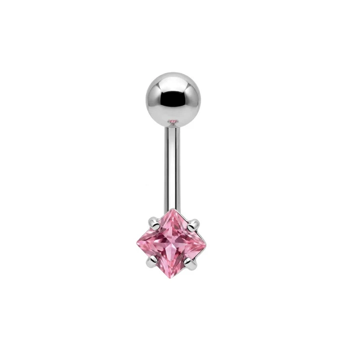925 sterling silver square cz jewelled non dangle belly button ring 925 sterling silver square cz jewelled non dangle belly button ring