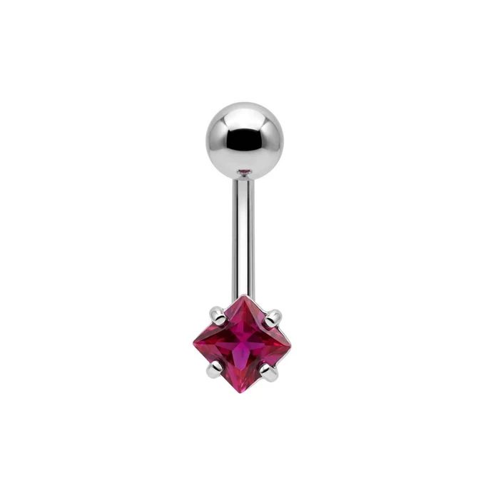 925 sterling silver square cz jewelled non dangle belly button ring 925 sterling silver square cz jewelled non dangle belly button ring
